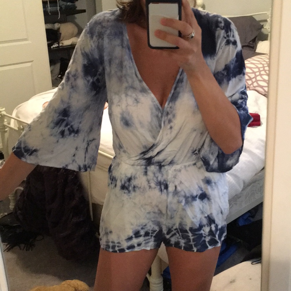 Blue tie die romper